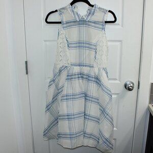 Anthropologie Moulinette Soeurs‎ Seapane Dress Womens 2 Blue White Eyelet